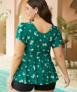 Floral Print V Neck Ruffle Sleeve Tankini Top 12 Floral Print V Neck Ruffle Sleeve Tankini Top -Clothing Shop 373433643 fd d53e8bbd 2ecb 40b1 8686 204842e496b0