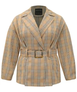 Plaid Metal Buckle Detail Pleated Coat -Clothing Shop 373544155 ga 3165c55e 64f5 4c54 8971 95eae34e3c6f