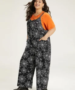 Halloween Spider Web Print Pocket Overall Cami Jumpsuit -Clothing Shop 373772043 lv 64be0ab9 b14d 4544 af72 dac3c21e3b69