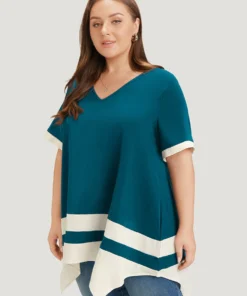 Anti-Wrinkle Two Tone Hanky Hem Blouse 33 Anti-Wrinkle Two Tone Hanky Hem Blouse -Clothing Shop 373985161 cf 54dc11f1 4042 4552 a2e3 fd4904e29bf7