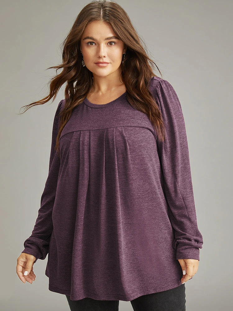 Plain Heather Plicated Detail T-shirt 10 Plain Heather Plicated Detail T-shirt - Image 8