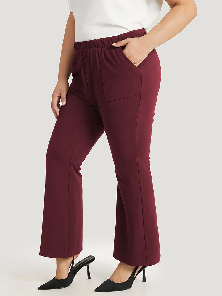 Solid Pocket Flare Leg Elastic Waist Pants 15 Solid Pocket Flare Leg Elastic Waist Pants - Image 13