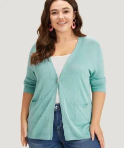 Supersoft Essentials Solid Button Up Pocket Drop Shoulder Cardigan