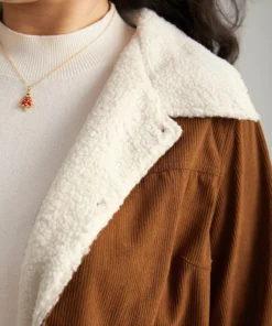 Corduroy Lapel Collar Fuzzy Patchwork Button Fly Coat -Clothing Shop 37560506 xu