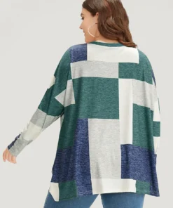 Colorblock Contrast Round Neck Dolman Sleeve T-shirt -Clothing Shop 375911610 en 578d9375 8e6c 4560 b926 dff3fa1818d3