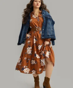 Floral Print Notched Shirred Elastic Cuffs Dress 19 Floral Print Notched Shirred Elastic Cuffs Dress -Clothing Shop 376263167 ze 4ed6c5fc 24fe 46b6 bbf3 3159480e4aed