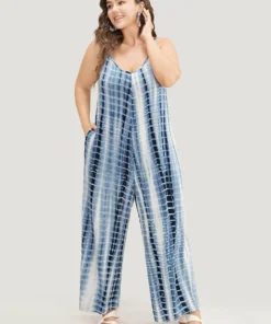 Tie Dye Adjustable Straps Pocket Cami Jumpsuit