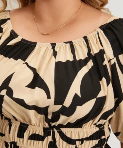 Geometric Shirred Pocket Elastic Waist Puff Sleeve Jumpsuit 14 Geometric Shirred Pocket Elastic Waist Puff Sleeve Jumpsuit -Clothing Shop 37705889 co 831edfa1 e6fc 44bf b684 b145580b4868