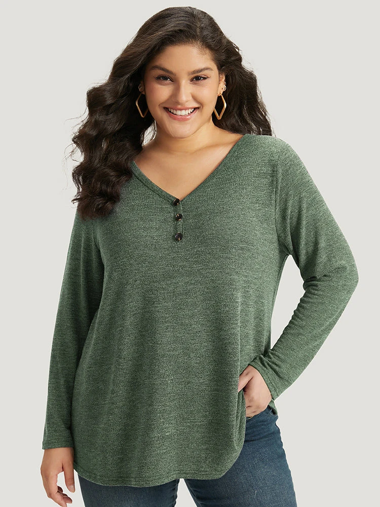 Heather Button Up Long Sleeve T-shirt 20 Heather Button Up Long Sleeve T-shirt - Image 18