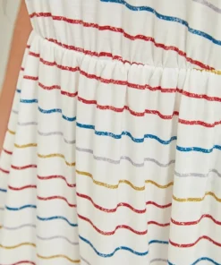 Rainbow Striped V Neck Pocket Contrast Midi Dress -Clothing Shop 377979367 ux