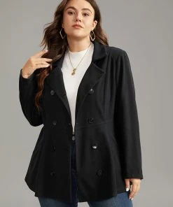 Anti-Wrinkle Lapel Collar Double Breasted Blazer -Clothing Shop 378154585 oj