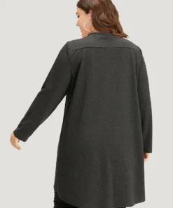 Halloween Plain Pocket Asymmetrical Hem Coat -Clothing Shop 3785972 cc