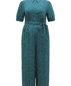 Polka Dot Belted Puff Sleeve Shirt Collar Jumpsuit -Clothing Shop 378894220 jp d4fb9883 963d 4f70 8d81 557fee0201d9