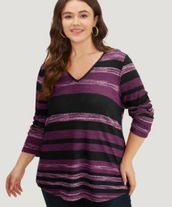 Striped Contrast V Neck T-shirt -Clothing Shop 379297195 bx bc77df1e f6c1 4c2e b3d8 b285d8aff3ab