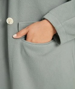 Button Fly Flap Pocket Lantern Sleeve Coat -Clothing Shop 380171155 gm