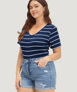 Striped Contrast Patchwork Crew Neck Bodysuit -Clothing Shop 381259693 cq 8632b308 d635 4ed4 8059 acc0ae5ae715