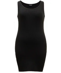 Solid Rib Knit Tank Sleep Dress -Clothing Shop 382635929 jx