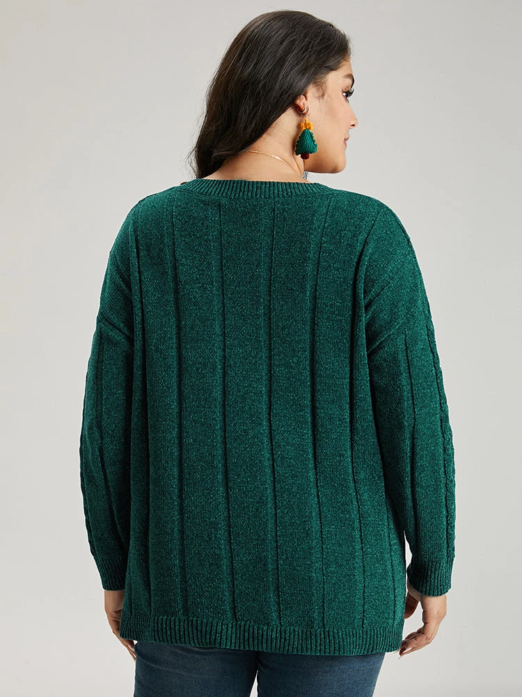 Christmas Plain Cable Knit V Neck Pullover 4 Christmas Plain Cable Knit V Neck Pullover - Image 2