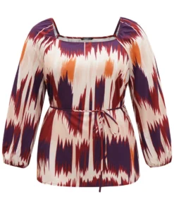 Tie Dye Print Ties Square Neck Blouse 19 Tie Dye Print Ties Square Neck Blouse -Clothing Shop 383125912 ma