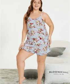 Floral Print Crew Neck Sleep Cami Top -Clothing Shop 384135107 mj