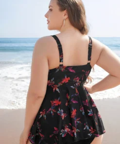 Floral Printed Ruffle Tiered A Line Tankini Top -Clothing Shop 384152540 lu