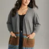 Anti-Pilling Colorblock Contrast Open Front Cardigan