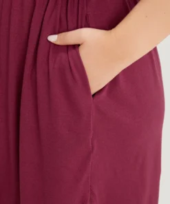 Supersoft Essentials Plain Pocket Curved Hem Drawstring V Neck Dress -Clothing Shop 38515578 xw 0b65695f 50cb 470d b370 f07f203c4e9c