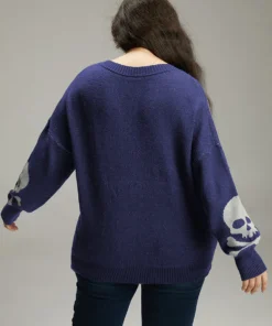 Supersoft Essentials Halloween Skull Print V Neck Pullover -Clothing Shop 385426963 pa 656d306f 8793 4ce5 b5c3 0f932fcaf781