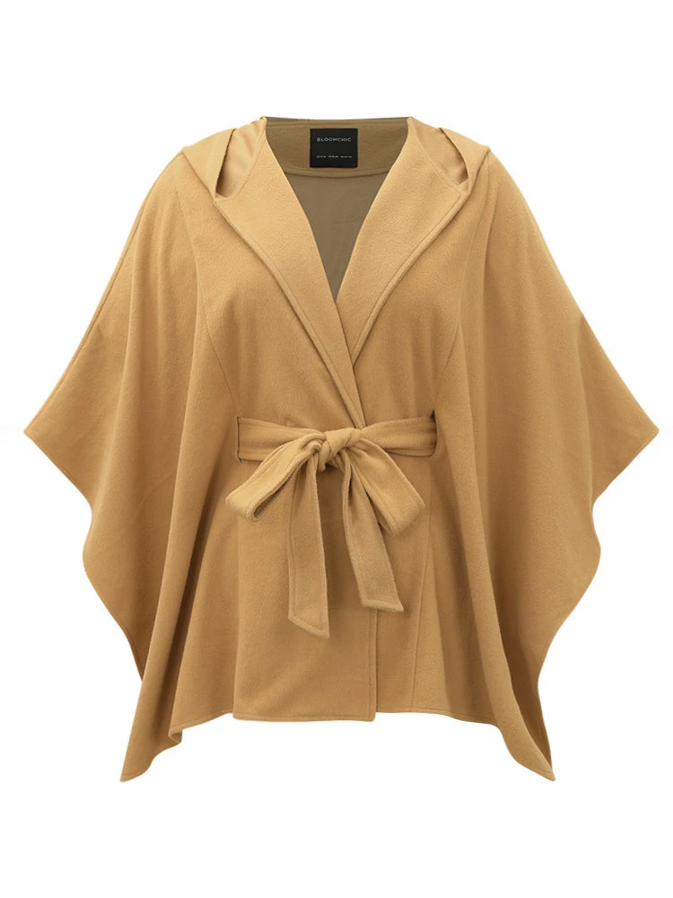 Solid Hooded Belted Batwing Sleeve Jacket 14 Solid Hooded Belted Batwing Sleeve Jacket - Image 12