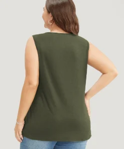 Plain Crisscross Deep V Neck Tank Top -Clothing Shop 388207624 ga b3a0617a 198b 4104 9f8e f43cdb771251