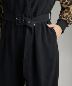 Leopard Patchwork Wrap Buckle Detail Belted Jumpsuit 16 Leopard Patchwork Wrap Buckle Detail Belted Jumpsuit -Clothing Shop 388534483 np
