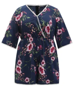 Floral Print Overlap Collar Contrast Trim Pocket Jumpsuit 27 Floral Print Overlap Collar Contrast Trim Pocket Jumpsuit -Clothing Shop 388737304 av c2e3b1b8 dbac 466b b571 a0a0f5be003e