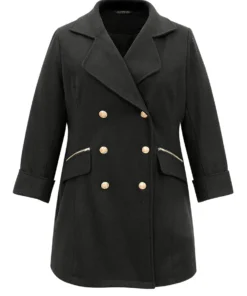 Lapel Collar Zipper Double Breasted Coat -Clothing Shop 389753575 ai