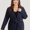 Anti-Wrinkle Button Through Belted Blazer -Clothing Shop 391726696 ji