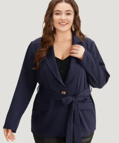 Anti-Wrinkle Button Through Belted Blazer