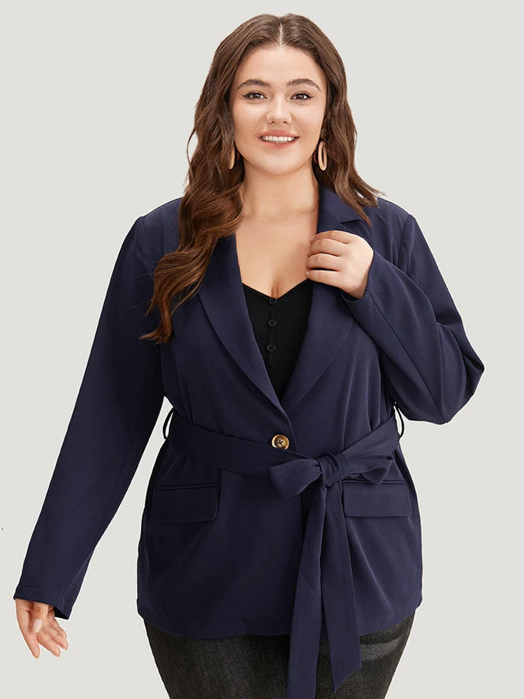 Anti-Wrinkle Button Through Belted Blazer 3 Anti-Wrinkle Button Through Belted Blazer