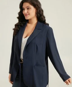 Anti-Wrinkle Suit Collar Knot Pocket Blazer -Clothing Shop 391934080 ie