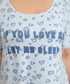 Heart & Letter Print Scoop Neck Pocket Sleep Dress -Clothing Shop 392111846 ko 7b98cc00 d93f 4dd6 b2c1 be9de5749853