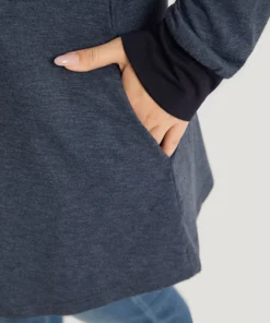 V Neck Button Up Contrast Elastic Cuffs Pocket T-shirt -Clothing Shop 392352984 rl