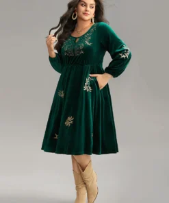 Boho Print Embroidered Velvet Keyhole Dress -Clothing Shop 392750898 bb