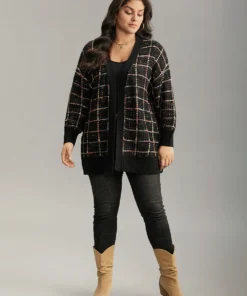 Heather Plaid Elastic Cuffs Cardigan 13 Heather Plaid Elastic Cuffs Cardigan -Clothing Shop 392919976 wx