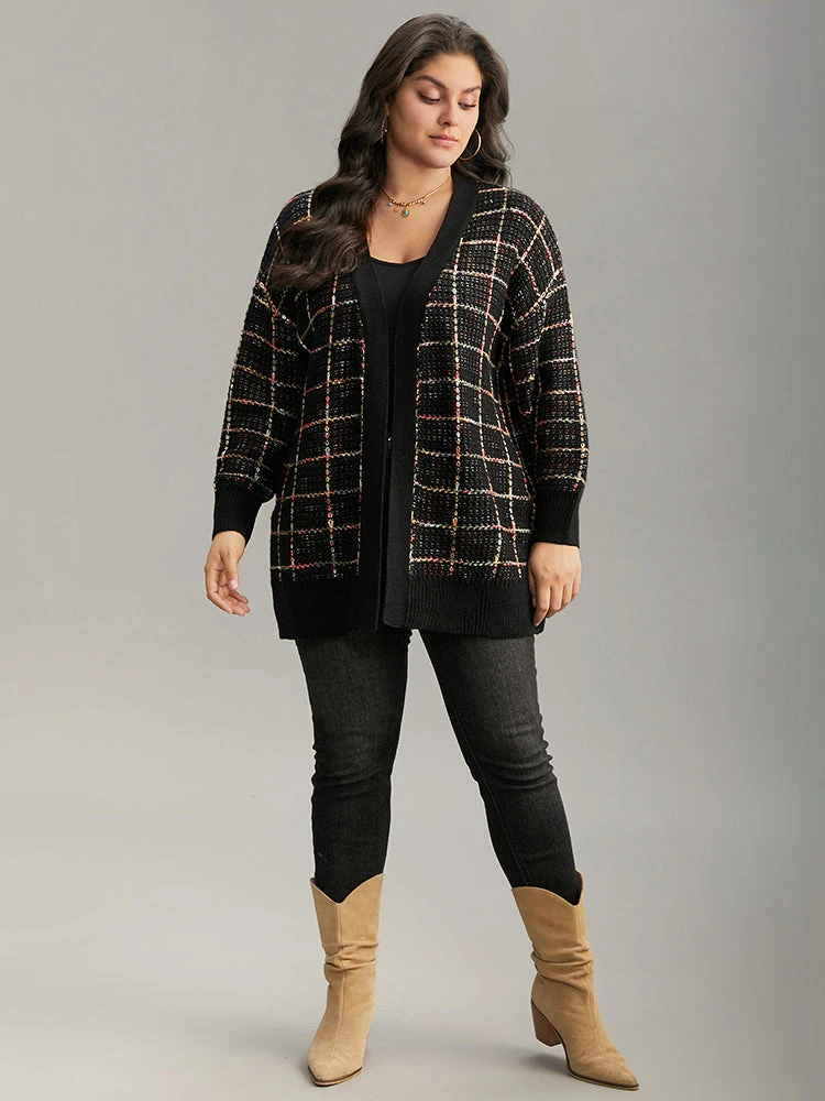 Heather Plaid Elastic Cuffs Cardigan 7 Heather Plaid Elastic Cuffs Cardigan - Image 5