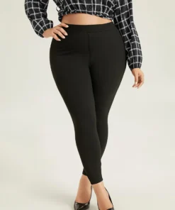 High Rise Pleated Elastic Waist Skinny Leggings -Clothing Shop 393427307 kd