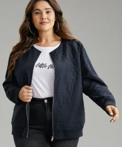 Plisse Zipper Fly Rib Knit Jacket -Clothing Shop 3935661 np