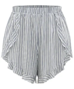 Striped Wrap Ruffle Trim Sleep Shorts -Clothing Shop 394167663 eb