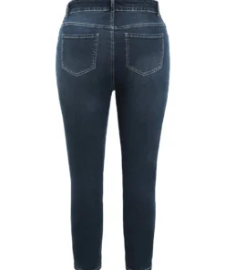 Very Stretchy High Rise Dark Wash Distressed Stitch Jeans -Clothing Shop 394255549 fs