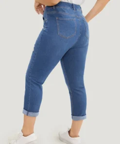 Very Stretchy Dark Wash Roll Hem Cropped Jeans -Clothing Shop 394444816 ul b305b876 223e 4104 bd11 f81e52ed12fc