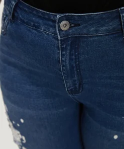 Paint Splatter Roll Distressed Medium Wash Jeans 18 Paint Splatter Roll Distressed Medium Wash Jeans -Clothing Shop 394506806 mc