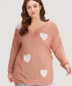 Supersoft Essentials Heart Print Contrast Very Stretchy Pullover