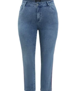 Rainbow Striped Very Stretchy High Rise Medium Wash Jeans -Clothing Shop 395709367 ws